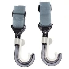 2x Hooks for Baby diaper bag Stroller carrier  Hang Shopping Purse grey black 