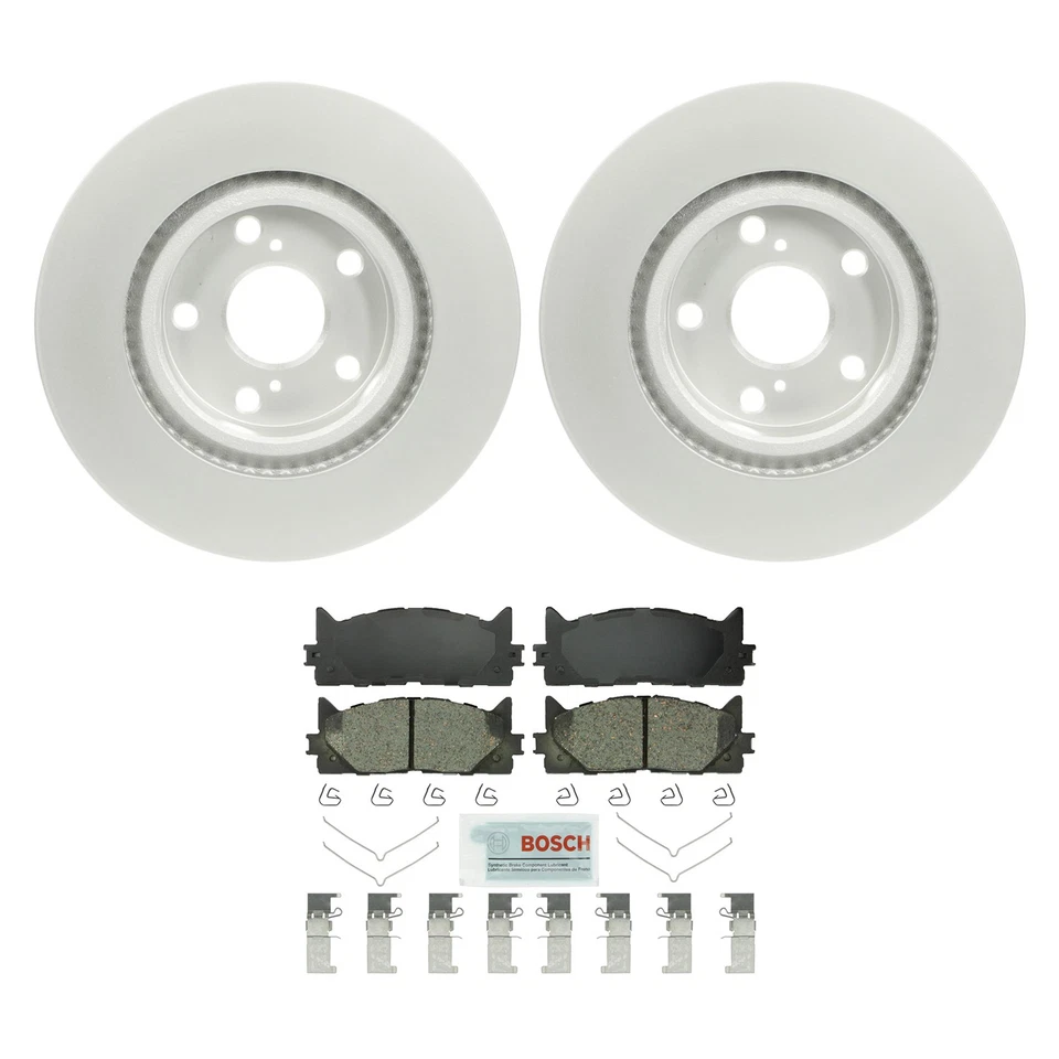 Kit de pastillas de freno de disco de cerámica azul y rotores delanteros Bosch QuietCast para Camry ES350 Foto 1 de 1