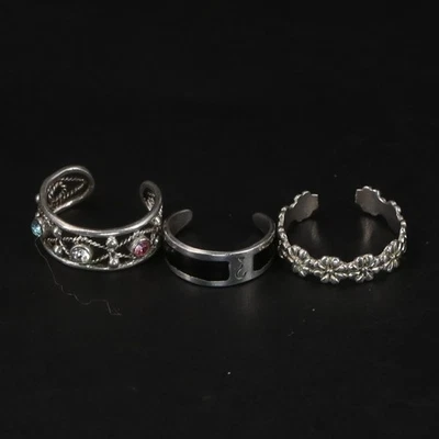 Lote de 3 anillos de plata de ley surtidos ajustables de cristal sólido y piedras preciosas - 7 g Foto 1 de 4