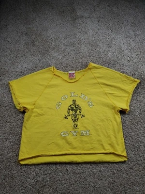 复古金色健身房衬衫男式中号黄色肌肉 T 恤美国制造 80 年代 — 第 1/4 张图片