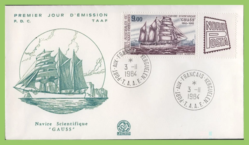 French Antarctic Territory 1984 9.00f Scientific Ship 'Gauss' First Day Cover - Image 1 of 1