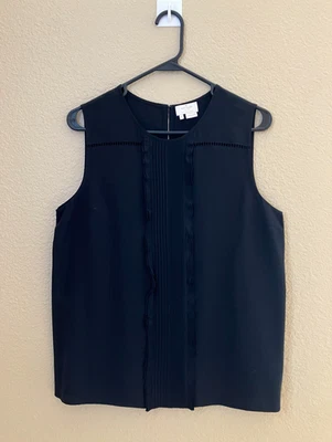 Blusa Kate Spade sin mangas de seda para mujer talla 8 negra de diseñador clásica Foto 1 de 4