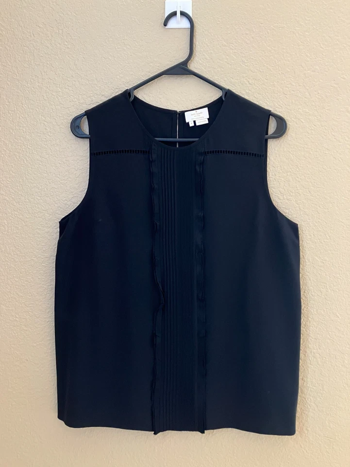 Kate Spade без рукавов шелковый топ женщин размер 8 черный блузка дизайнерский классический - Изображение 1 из 4