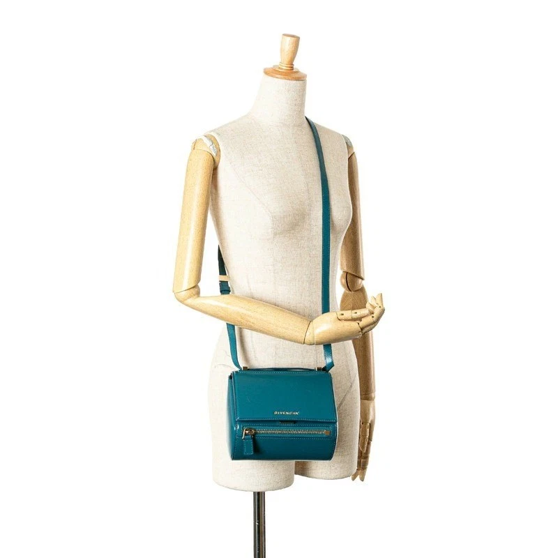 Authentic blue leather Givenchy Pandora Box shoulder/crossbody bag with logo. - Image 1 of 4