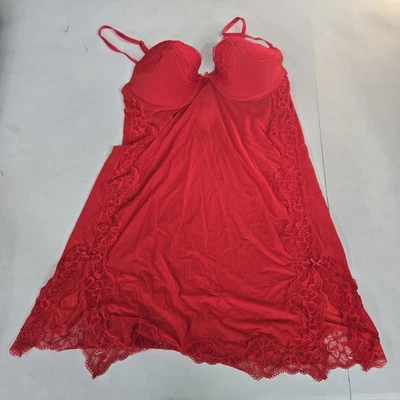 Victoria's Secret Women Bra 34C Red Negligee Underwired Lace Strap Babydoll - Image 1 of 4