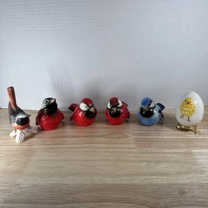 Vintage Goebel Porzellan Vögel Keramik 6 Stück Rotschwanz, Kardinal, Bluejay, Ei - Bild 1 von 15