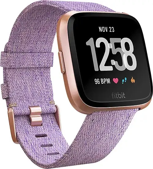 Fitbit Versa 34 mm aluminium roségold am gewobenen Stoffarmband lavendel [Wi-Fi, - Bild 1 von 1
