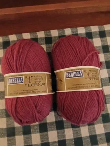 2 SKEINS BERNAT BERELLA YARN, 7 OZ TOTAL, ANTIQUE ROSE.NON-ALLERGENIC - Picture 1 of 4