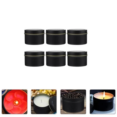 6pcs Candle Jars with Lid Round Candle Container Tins Empty Storage Box for DIY - Image 1 of 4