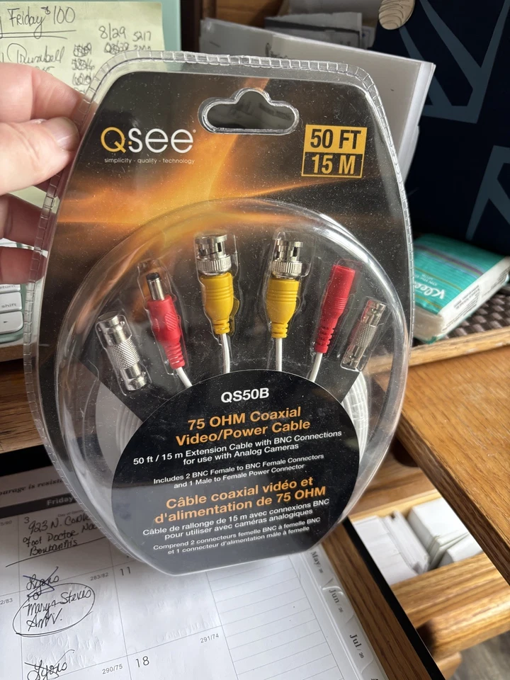 Cable de alimentación/video coaxial Q-See 75 OHM 50 FT hembra-macho con conexiones BNC extendidas Foto 1 de 1