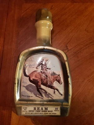 Vintage Jim Beam Bourbon Decanter With Cowboy On Horse Frederic Remington - Image 1 of 4