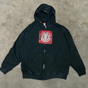 Felpa con cappuccio uomo vintage nera Element skater zip logo centrale XL - Foto 1 di 5