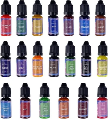 GVOLATEE Kerzenfarben - 20 Farben Flüssig Kerzenfarbe für DIY Kerze, Kerzenherstellung -