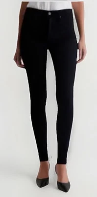 Pantalones de mezclilla ajustados de tiro alto AG Adriano Goldschmied Farrah talla 26 regulares negros sin usar Foto 1 de 4