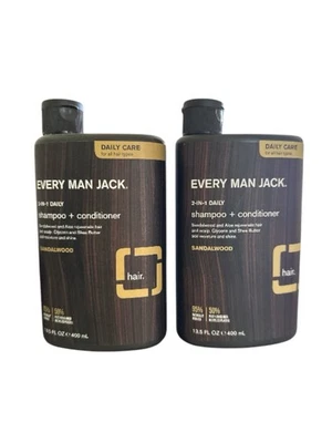 Champú diario Every Man Jack 2 en 1 + acondicionador sándalo 13,5 fl oz nuevo paquete de 2 Foto 1 de 2