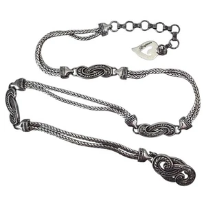 Brighton Silver Accent Heart Waist Belt Chain Size Large Adjustable 41" - Picture 1 of 5