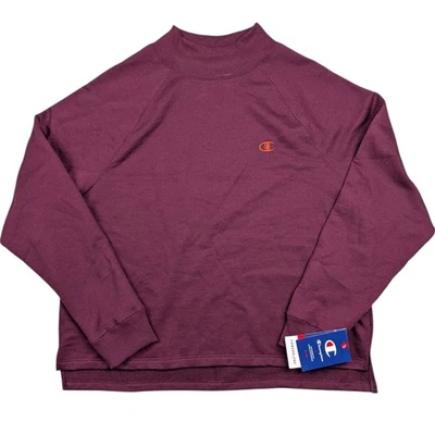 NWT Champion Powerblend Pullover Sweatshirts Women XL Berry Purple Red Mock Neck - Image 1 of 4