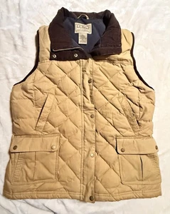 LL Bean Vest Mens XL Brown DOWNTEK Insulated Puffer Full Zip Corduroy Trim - Picture 1 of 9