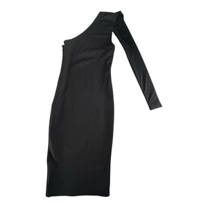 Vestido Alieva Dasha Moderno Un Hombro Negro Elastizado Bodycon Talla Pequeña - Imagen 1 de 10