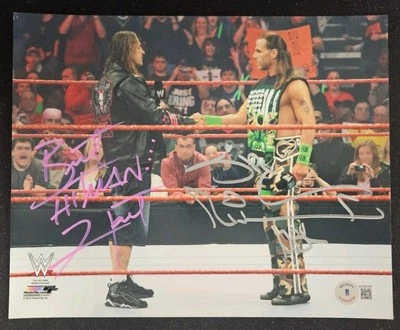 Bret The Hitman Hart & Shawn Michaels Signed Handshake 8x10 Photo BAS - Image 1 of 3