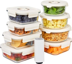 HOLDN’ STORAGE Vacuum Food Storage Containers, Set of 8 8, Transparent  - Picture 1 of 9