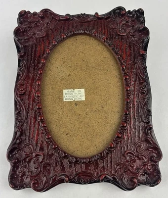 Ornate Victorian Style Plastic Brown Wall Picture Frame 5x7 British Design Vtg - Image 1 of 4