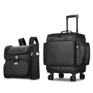 Byootique Rolling Makeup Train Case w/ Backpack Travel Barber Cosmetic Pink - Picture 1 of 9