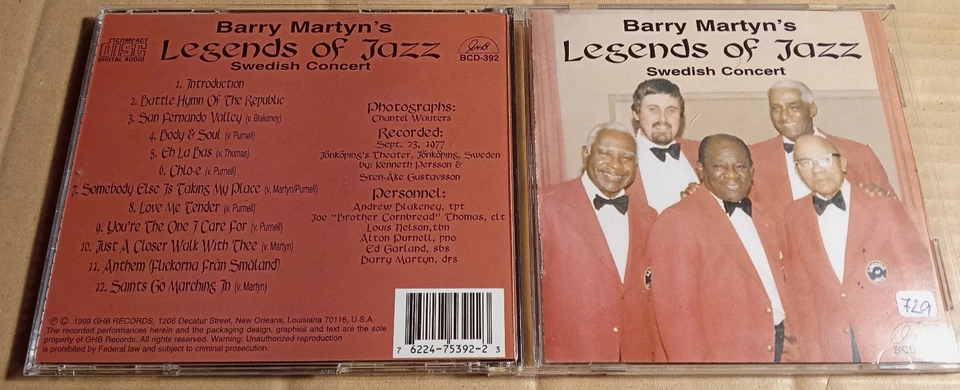 Legends Of Jazz – Swedish Concert   -    CD        (JG2937) - Bild 1 von 2