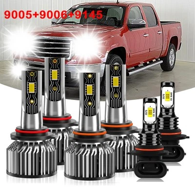 For GMC Sierra 1500 2003-2006 - 6x 8000K LED Bulbs Combo Headlights Fog Lights - Изображение 1 из 4