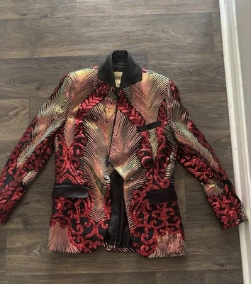 Красный черный и золотой выпускного стиля куртка XS - Изображение 1 из 2
