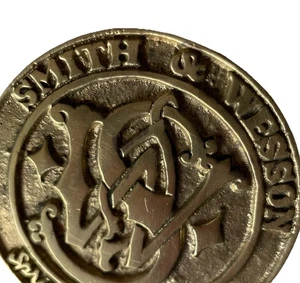 Smith & Wesson Gürtelschnalle massiv Messing Springfield Masse SW Logo Vintage Taiwan 2-5/8 - Bild 1 von 6