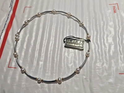 HONORA FRESHWATER CULTURED PEARLS CHOKER W/ 14K GOLD BEADS & STERLING SILVER - Image 1 of 4