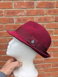 Women's Lion Burgundy 100% Australian Wool  Fedora Trilby Hat Size S - Picture 1 of 7