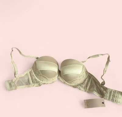 Cream lace balconette bra with underwire #lingerie size 34D - Image 1 of 4