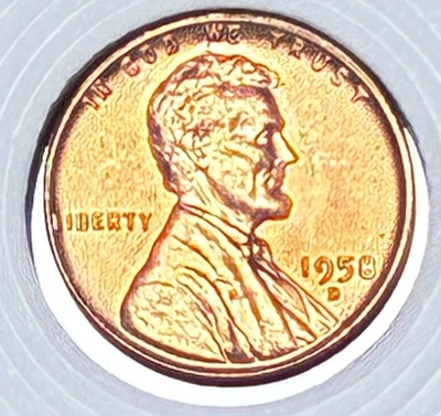 1958d UNC Mint Error DDO Lincoln Wheat Ear Copper 1c Penny  - Image 1 of 4
