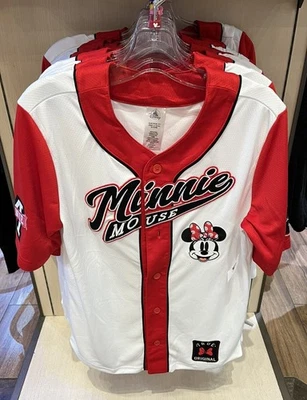 Camiseta de béisbol roja de Minnie Mouse Disneyland de los parques de Disney XS S M L XL 2XL 3XL Foto 1 de 2