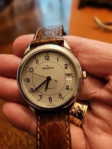 MOVADO Automatic Watch 84.D7.886.2 • Date & Brown Leather Strap - Foto 1 di 10