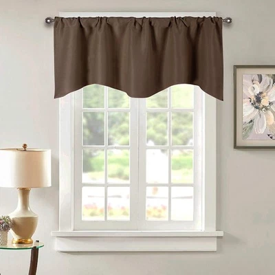 1/2x Panels Blackout Scalloped Kitchen Short Curtain Swag Valance Rod Pocket - Image 1 of 4