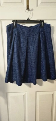 Sz 16 Coldwater Creek Deep Teal Blue Shimmer Metallic Pleated A-Line Flare Skirt - Image 1 of 4
