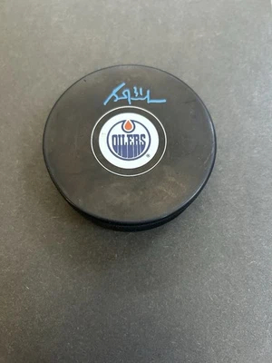 GRANT FUHR AUTÓGRAFO FIRMADO DISCO CERTIFICADO DE AUTENTICIDAD EDMONTON OILERS JSA HOF 03 CON ESTUCHE Foto 1 de 3