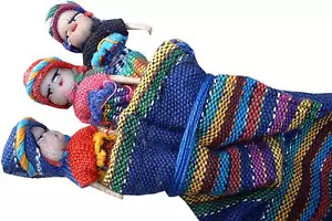 3 Beutel mit je 3St. Sorgenpüppchen im Stoffbeutel, Worrydolls - Bild 1 von 2