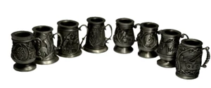 Set 3 -John Pinches collectible Pewter Mini Steins Mugs Tankards Lot of 8 - Picture 1 of 14