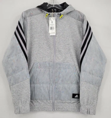 Adidas Men's Hybrid Hooded Full Zip Jacket Sweatshirt Size S Gray GT3704 - Image 1 of 4