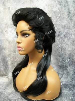 Black Rock n Roll Royalty Costume Wig King Pompadour Mullet Elvis Greaser Unisex - Image 1 of 4