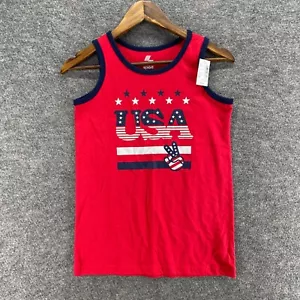 New Unbranded Tank Boys L Large Red Sleeveless Wide Strap Round Neck Cotton - Picture 1 of 6