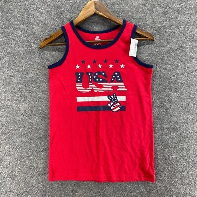 Nuevo Tanque Sin Marca Niños L Grande Rojo Sin Mangas Correa Ancha Cuello Redondo Algodón Foto 1 de 4