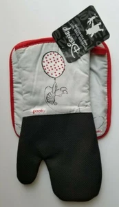 Disney Winnie the Pooh PIGLET Oversized Oven Mitt +Pot Holder Set Rubberized NEW - Picture 1 of 2