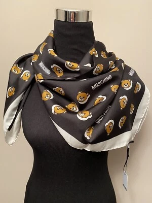 Bufanda Moschino 100 % seda negra/multicolor nueva con etiquetas Foto 1 de 4