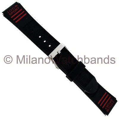 19mm Flex-On Timex Triathlon Black Rubber Red Logo 100M Sport Watch Band N-350 - Image 1 of 3