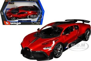 BUGATTI DIVO RED MET. W/CARBON ACCENTS 1/18 DIECAST MODEL CAR BY BBURAGO 11045 - Picture 1 of 9